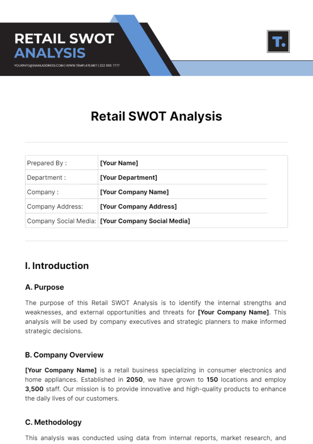 Retail SWOT Analysis Template - Edit Online & Download