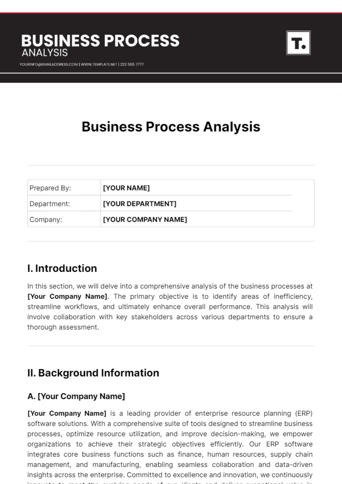 Business Process Analysis Template