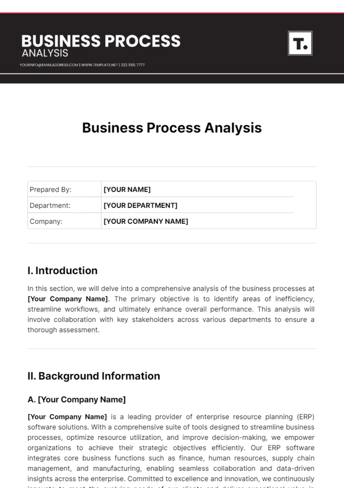 Business Process Analysis Template - Edit Online & Download