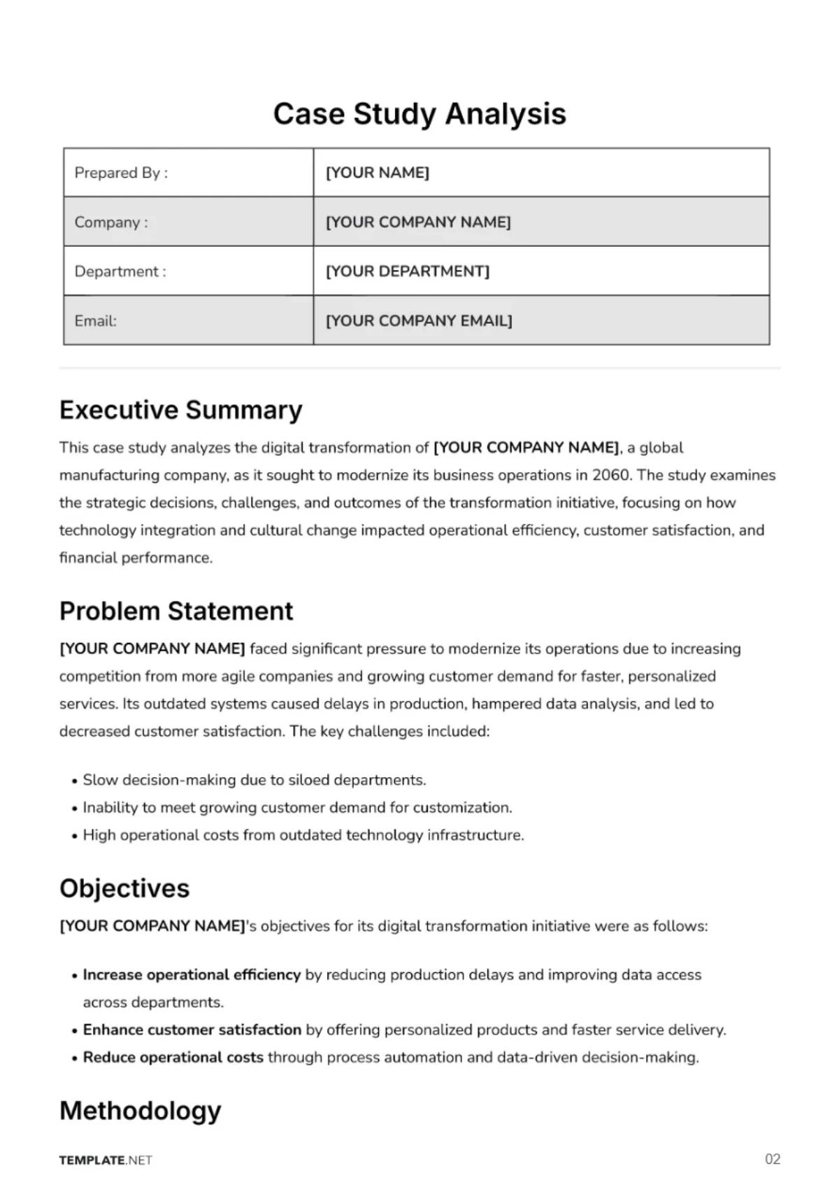 Free Case Study Analysis Template to Edit Online