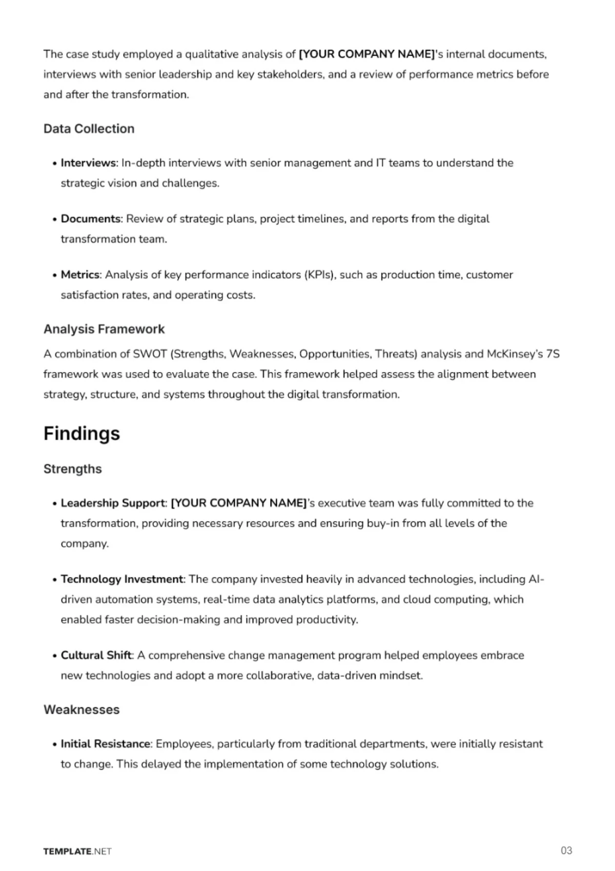 Free Case Study Analysis Template to Edit Online