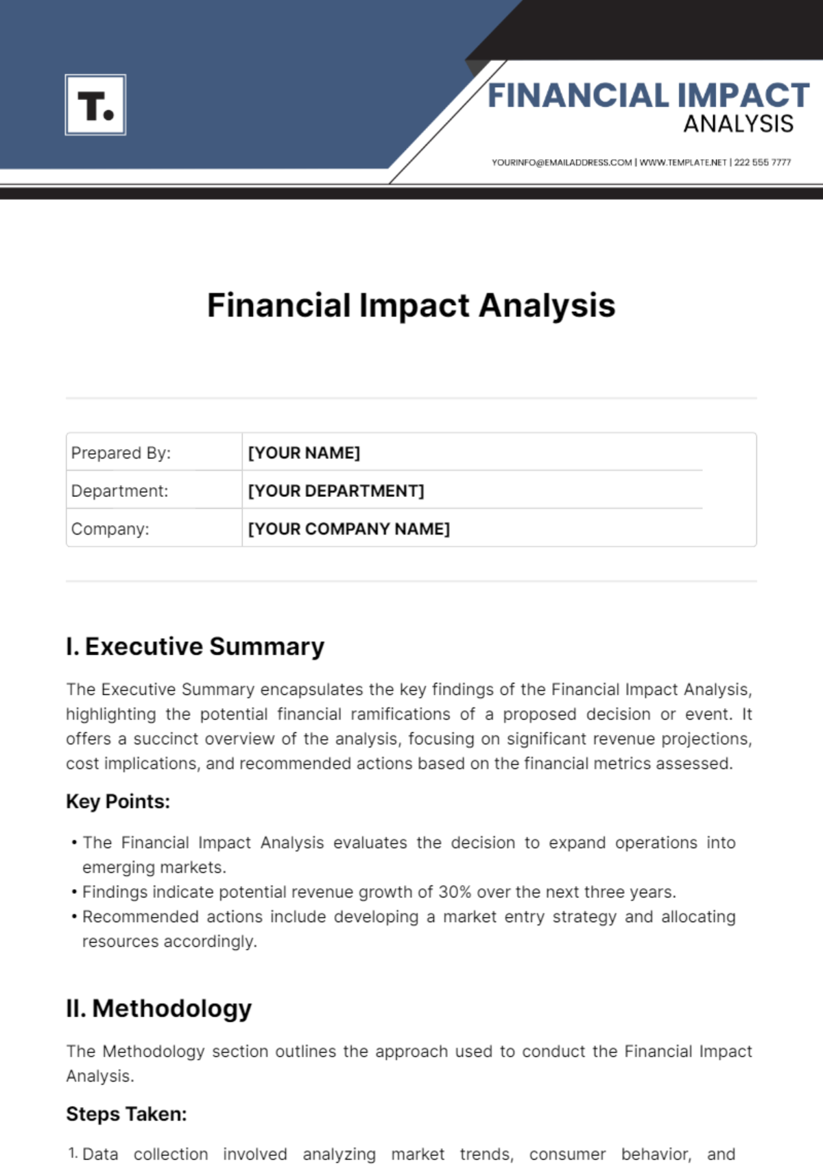 Financial Impact Analysis Template