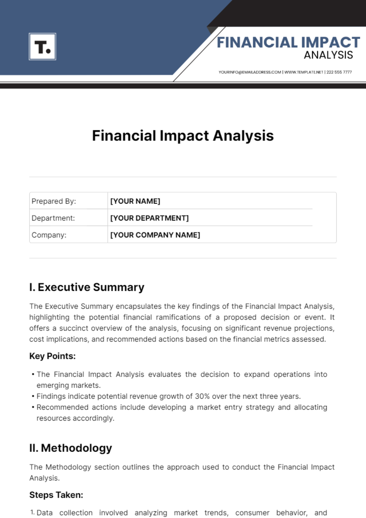 Financial Impact Analysis Template - Edit Online & Download