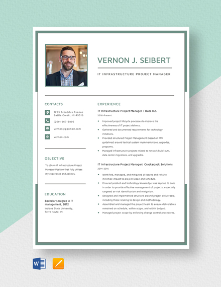 it-infrastructure-project-manager-resume-template-word-apple-pages