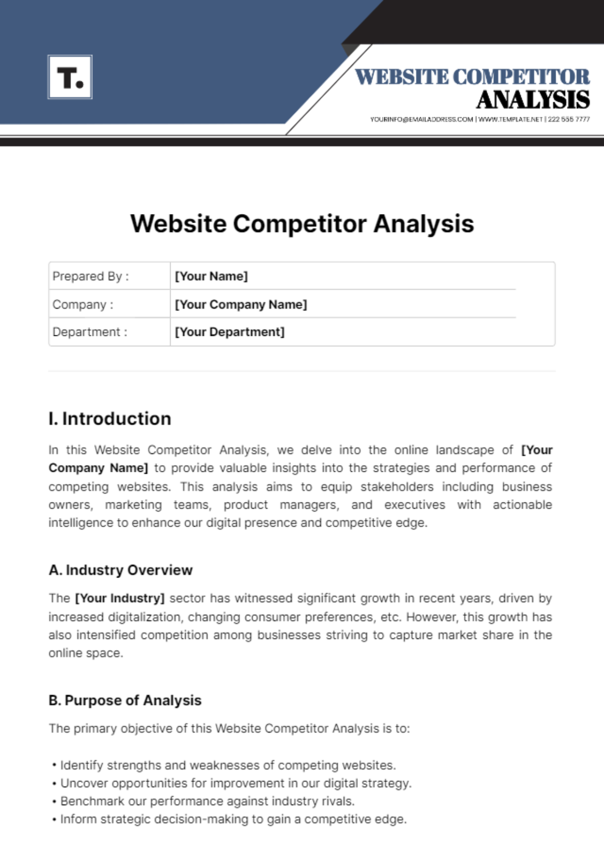 Website Competitor Analysis Template - Edit Online & Download