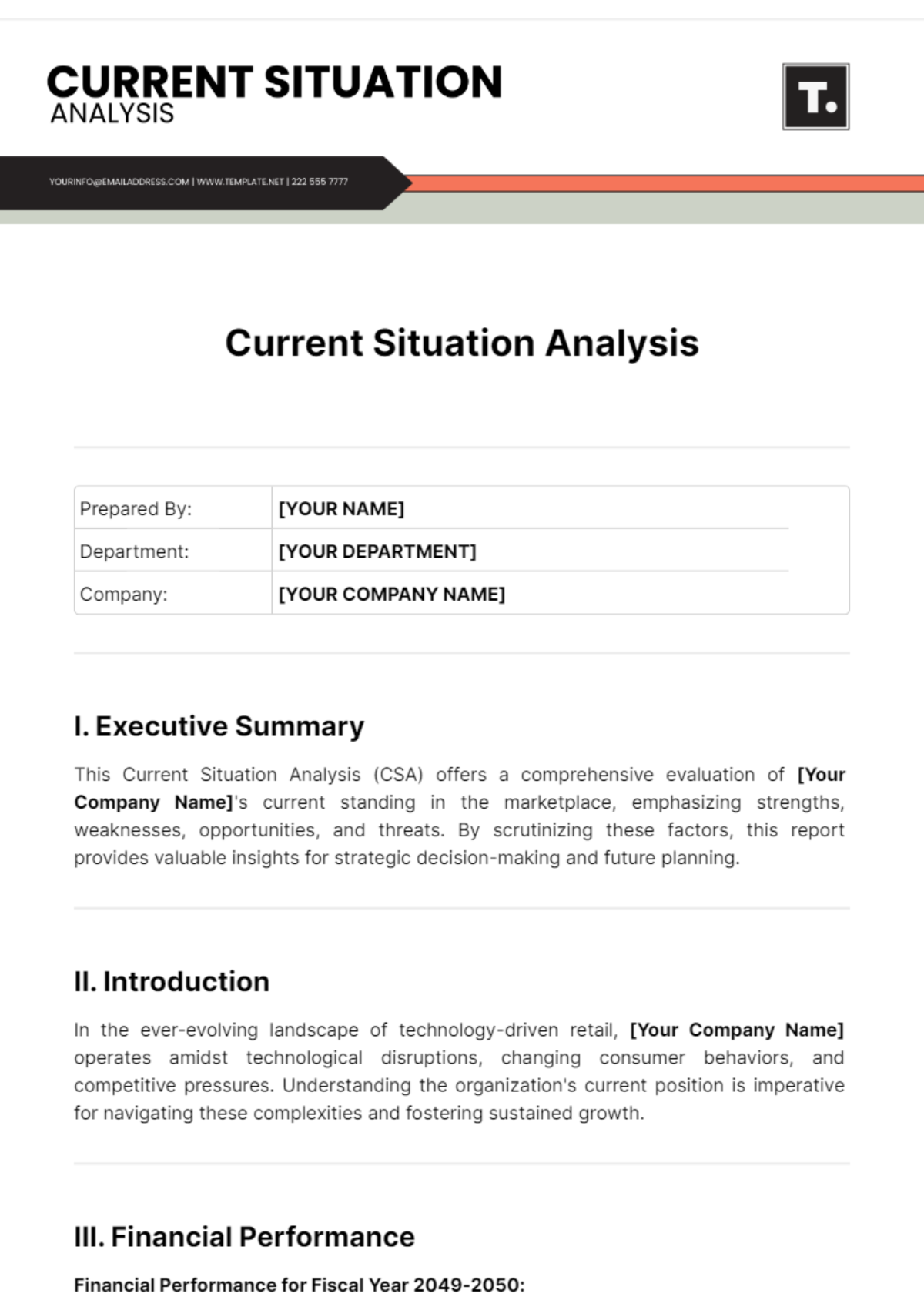 Current Situation Analysis Template