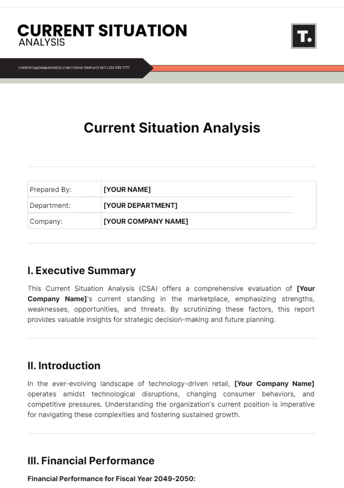 Current Situation Analysis Template - Edit Online & Download