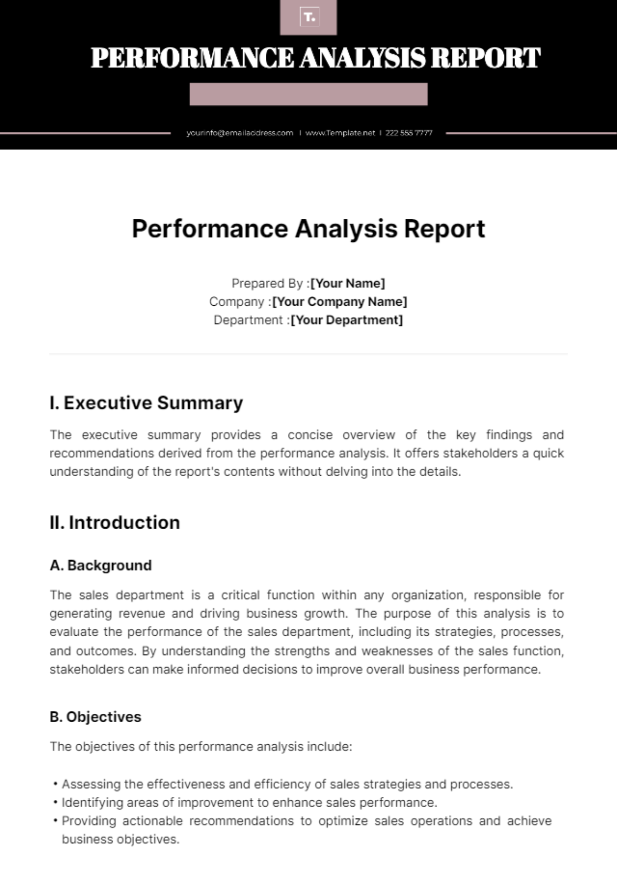 Performance Analysis Report Template - Edit Online & Download