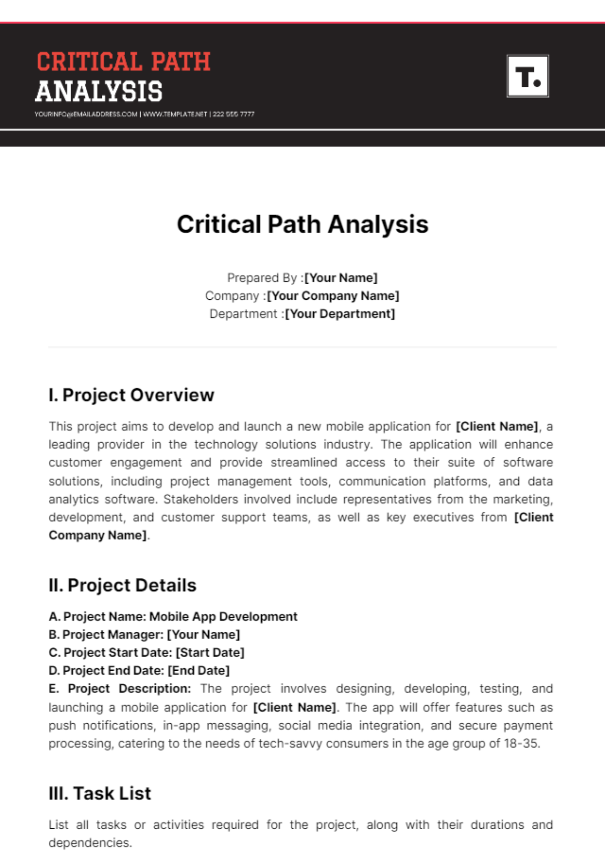 Critical Path Analysis Template - Edit Online & Download