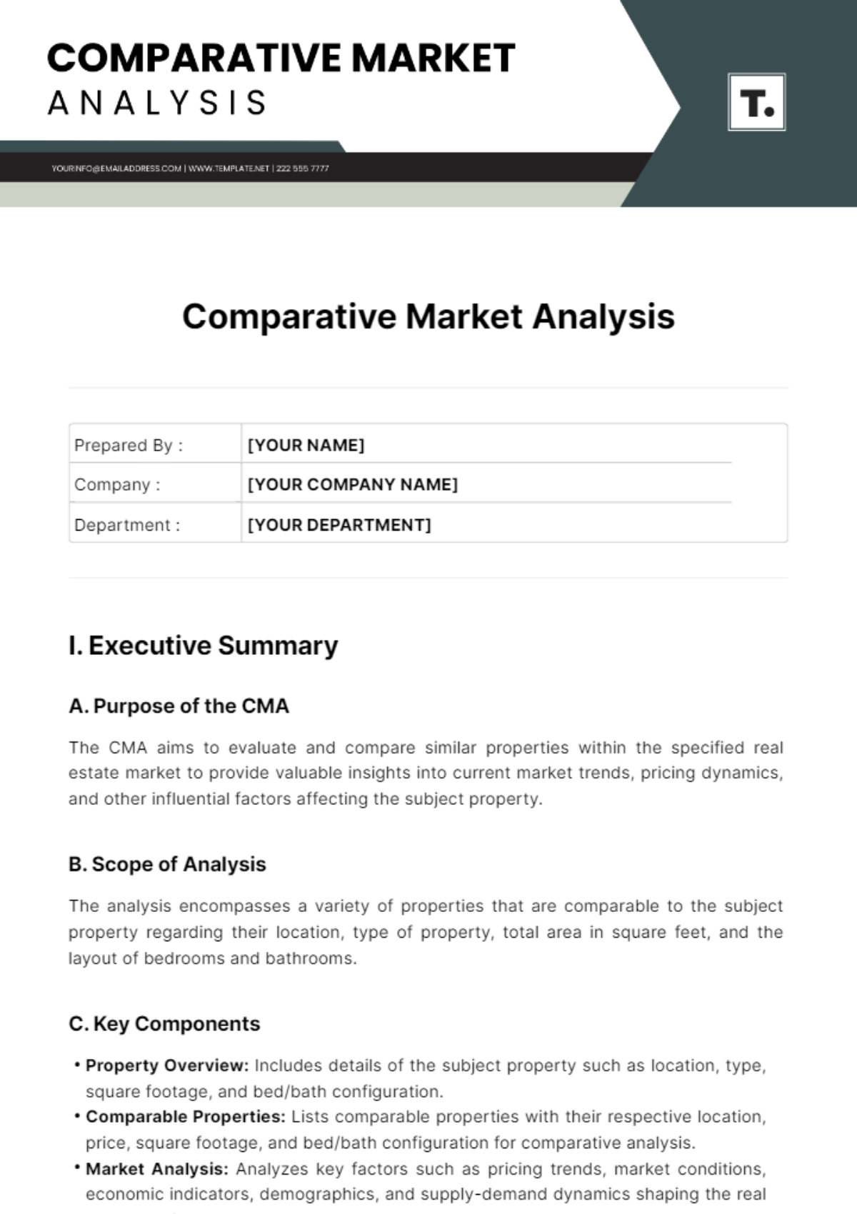 Comparative Market Analysis Template - Edit Online & Download