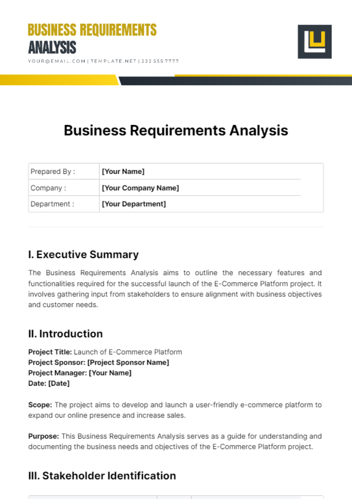 Free Business Requirements Analysis Template To Edit Online Free Business Requirements Analysis Template To Edit Online