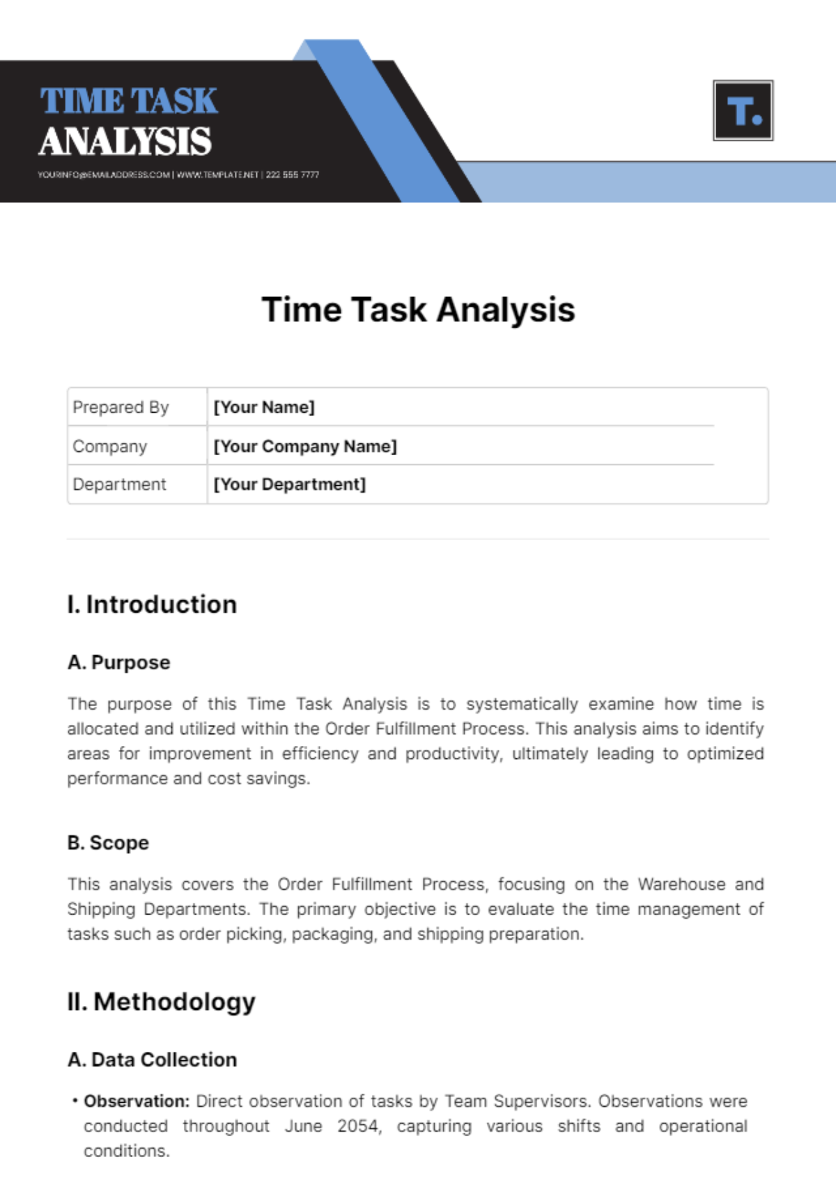 Time Task Analysis Template - Edit Online & Download