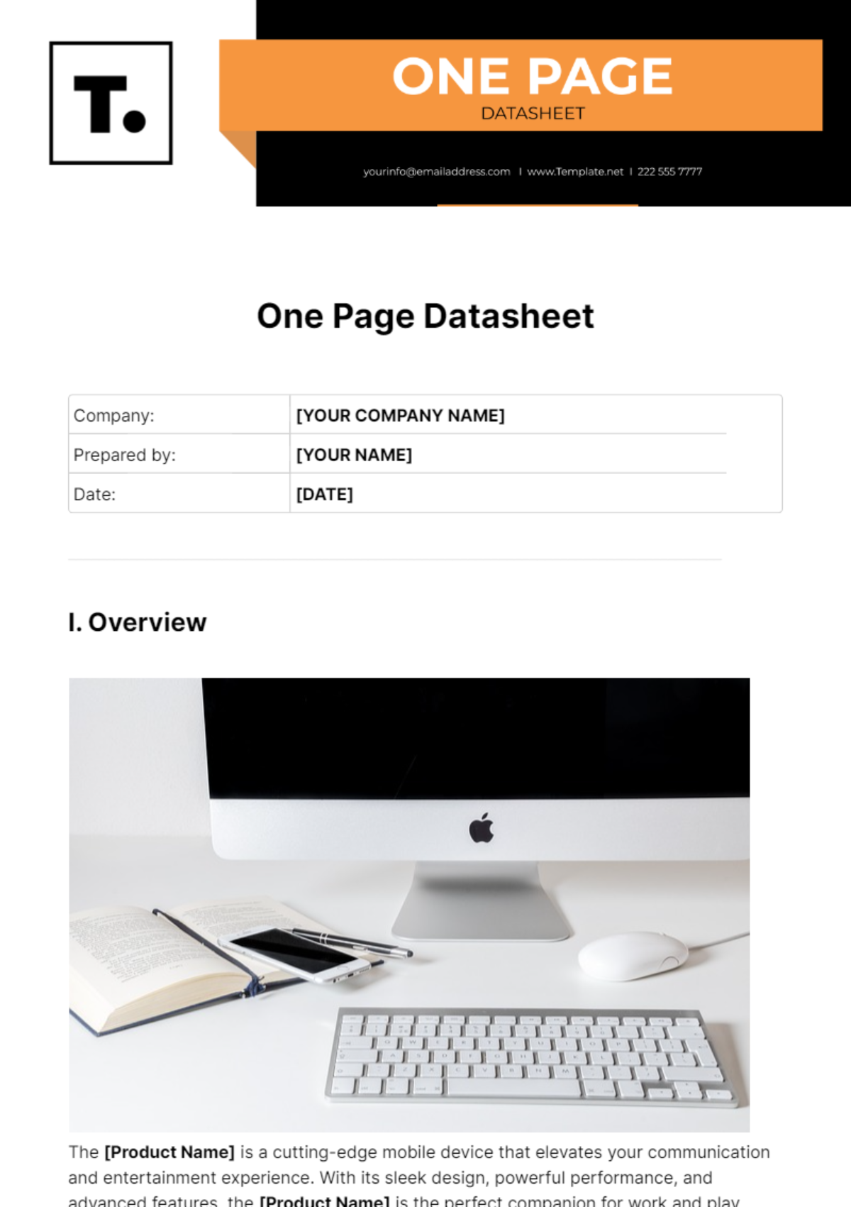 One Page Datasheet Template - Edit Online & Download