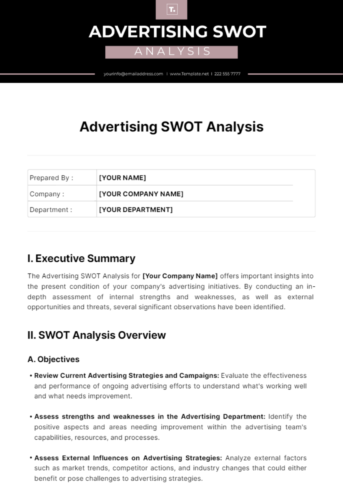Advertising SWOT Analysis Template