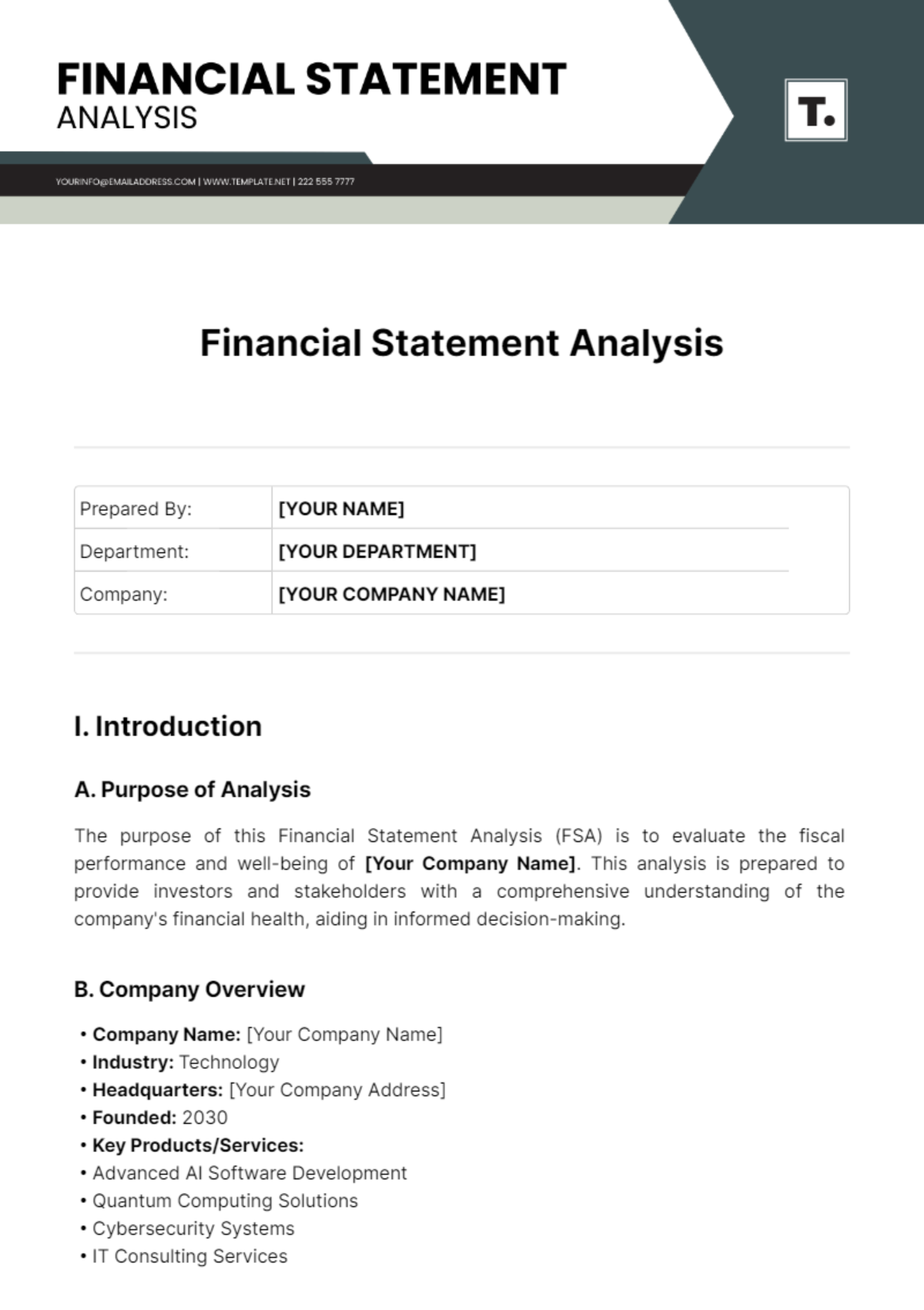 Financial Statement Analysis Template - Edit Online & Download