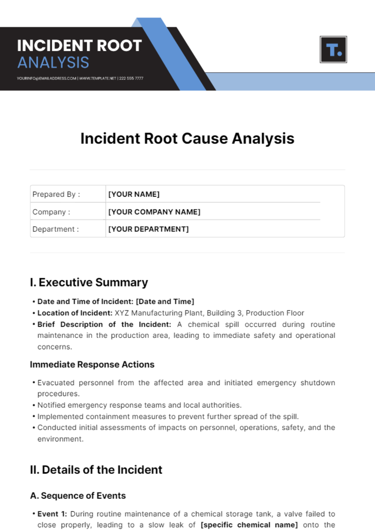 Incident Root Cause Analysis Template