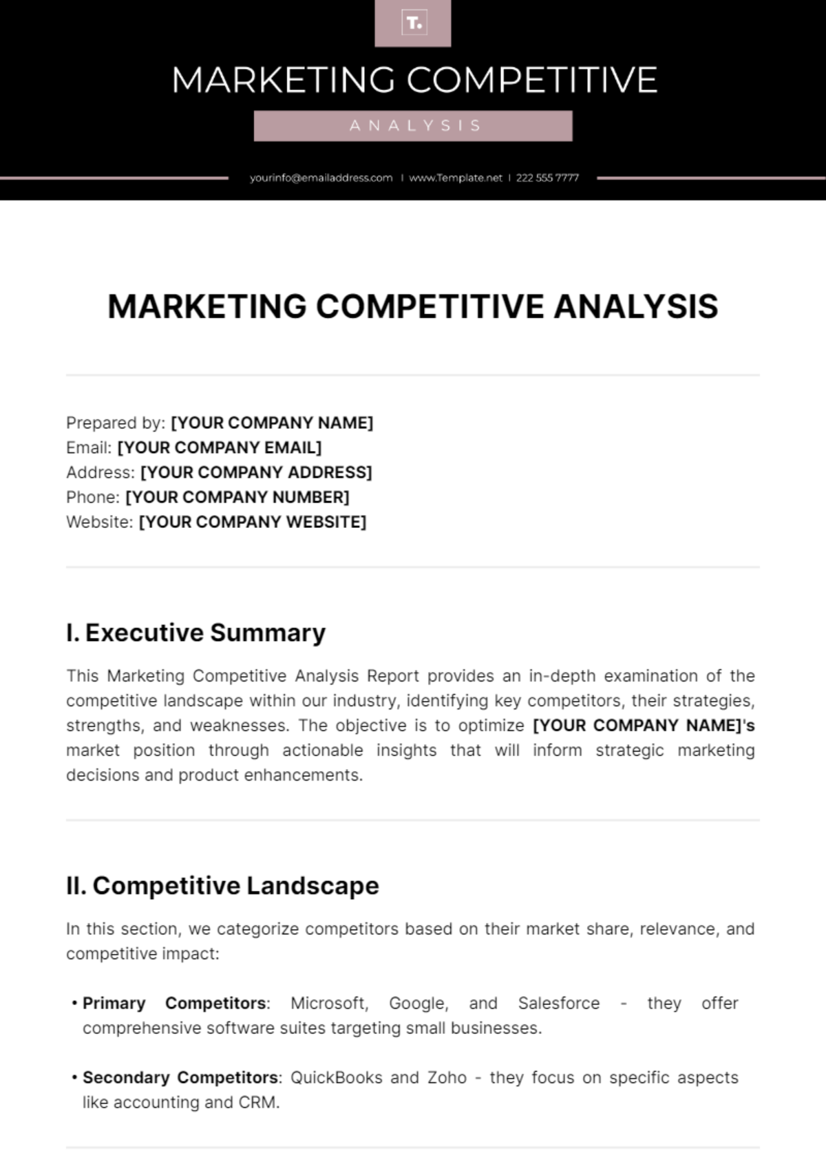 Marketing Competitive Analysis Template - Edit Online & Download