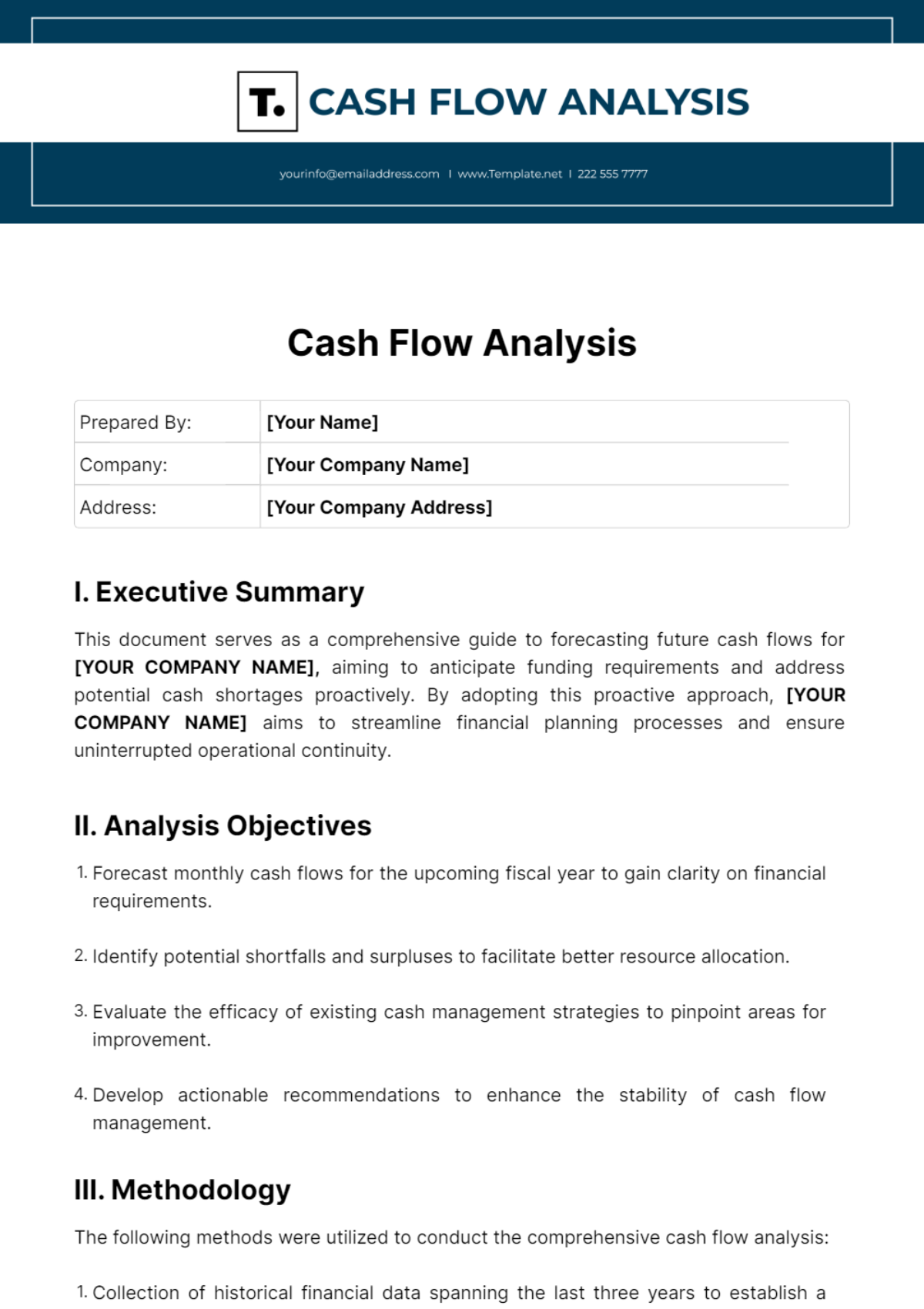 Cash Flow Analysis Template