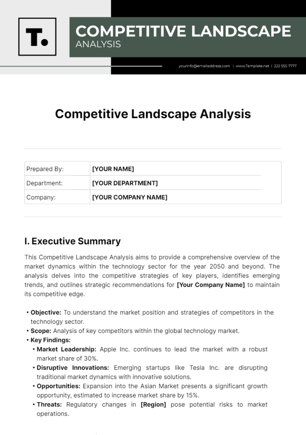 Competitive Landscape Analysis Template