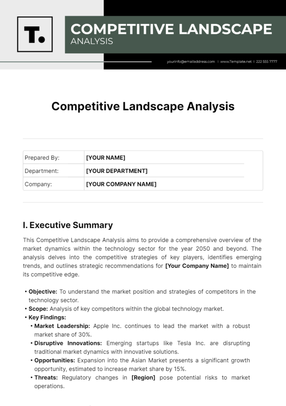 Competitive Landscape Analysis Template - Edit Online & Download