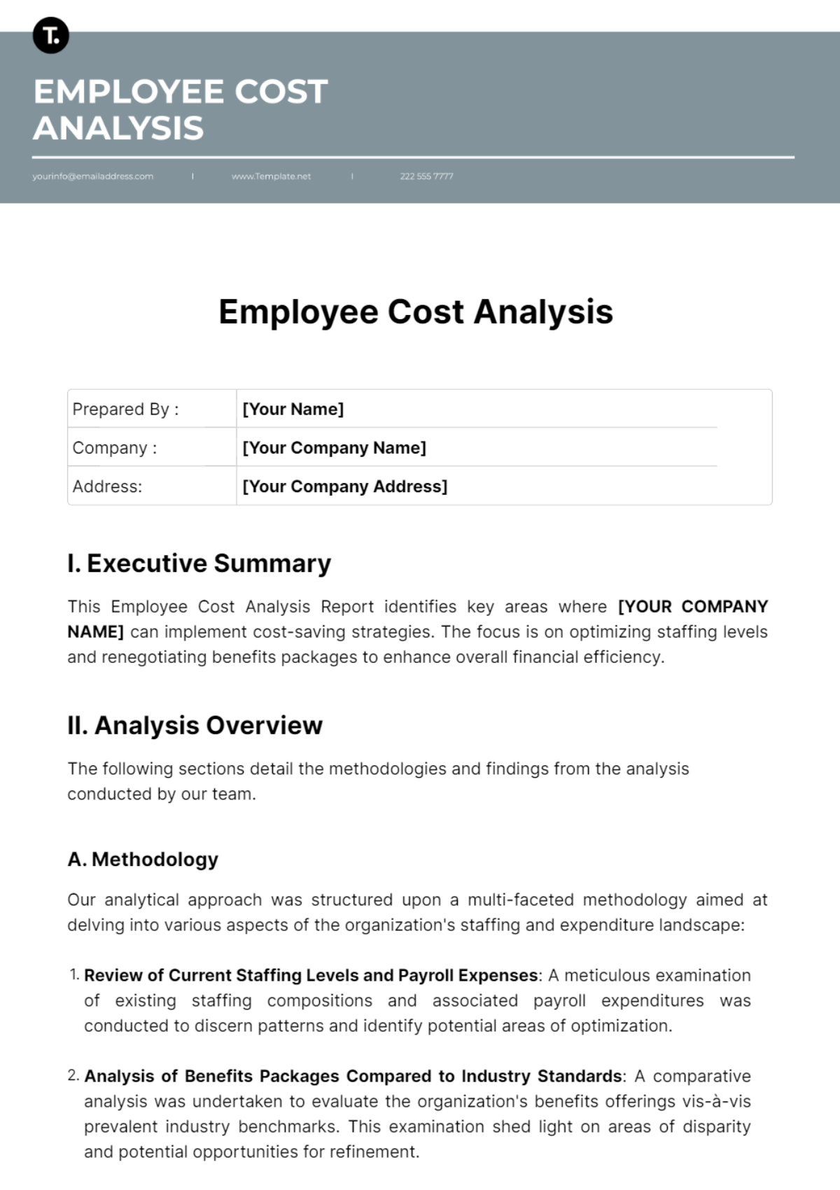 Employee Cost Analysis Template - Edit Online & Download