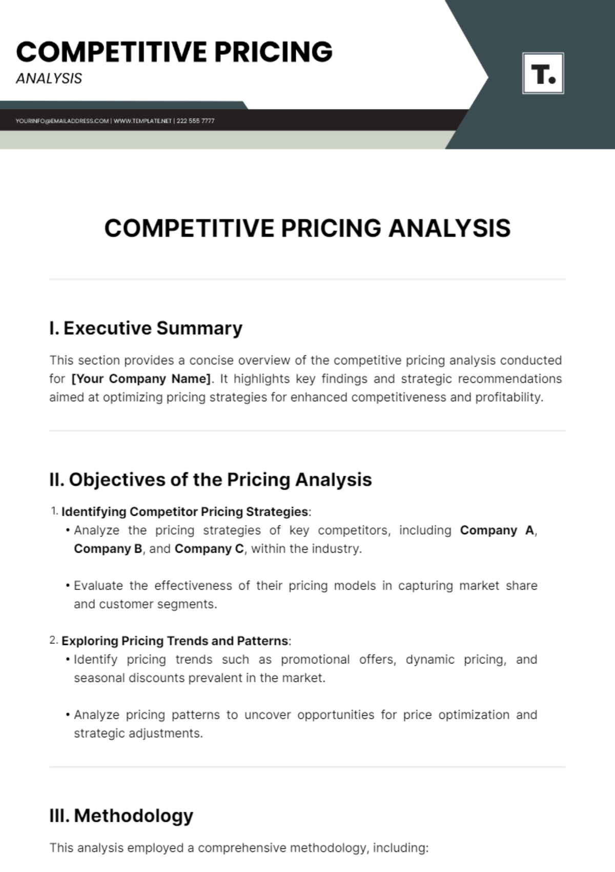 Competitive Pricing Analysis Template