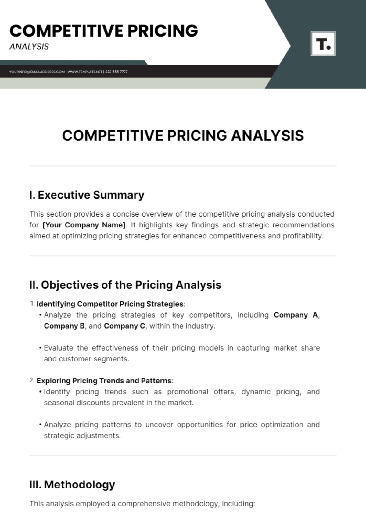 Competitive Pricing Analysis Template - Edit Online & Download