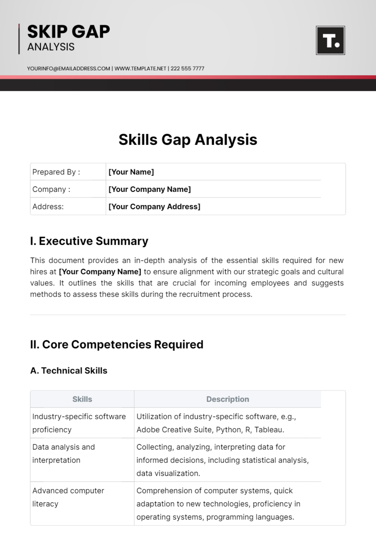 Skills Gap Analysis Template