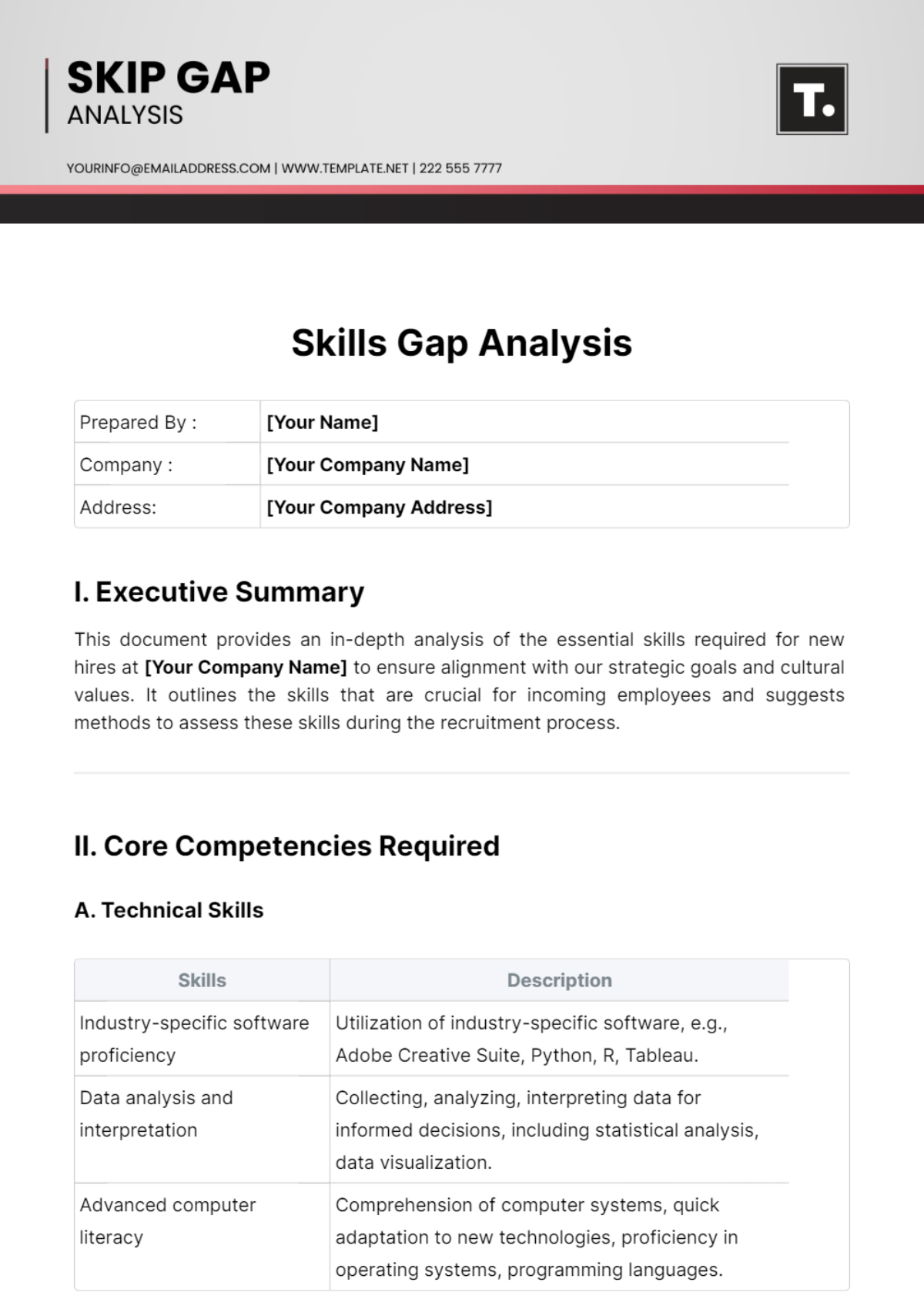 Skills Gap Analysis Template - Edit Online & Download