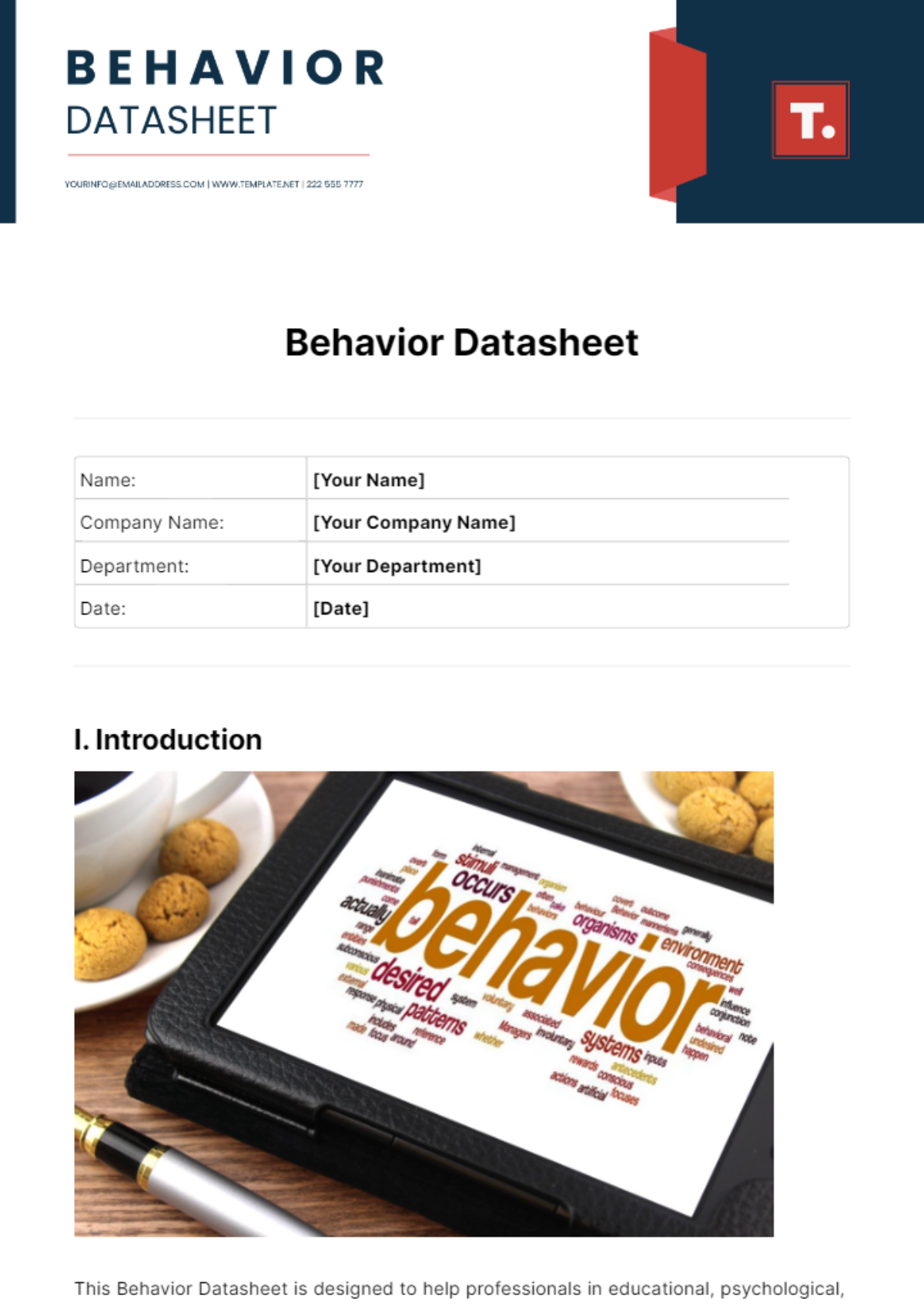 Behavior Datasheet Template - Edit Online & Download