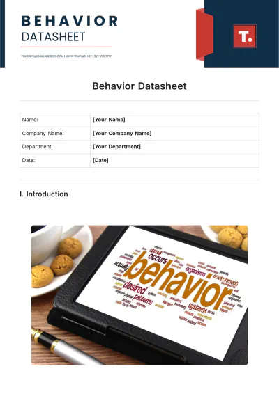 Free Behavior Datasheet Template to Edit Online
