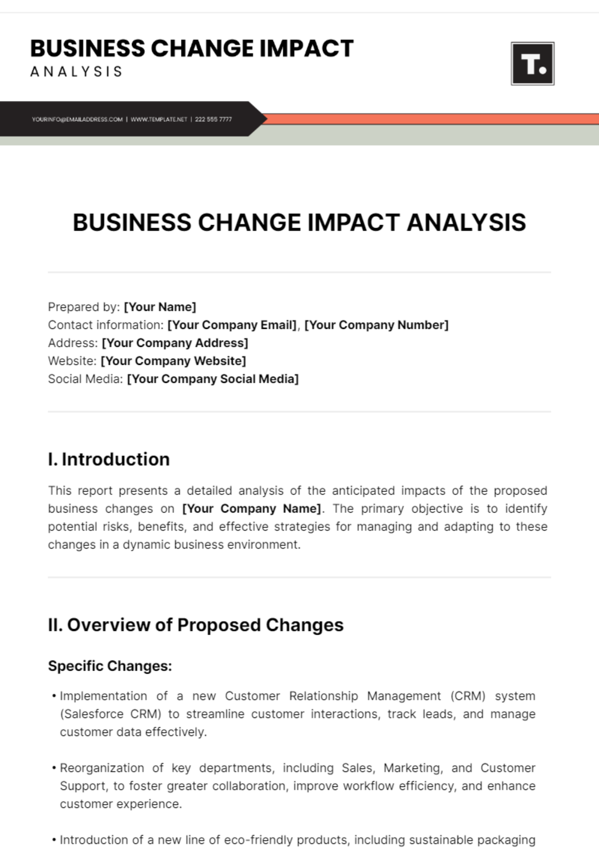 Business Change Impact Analysis Template - Edit Online & Download