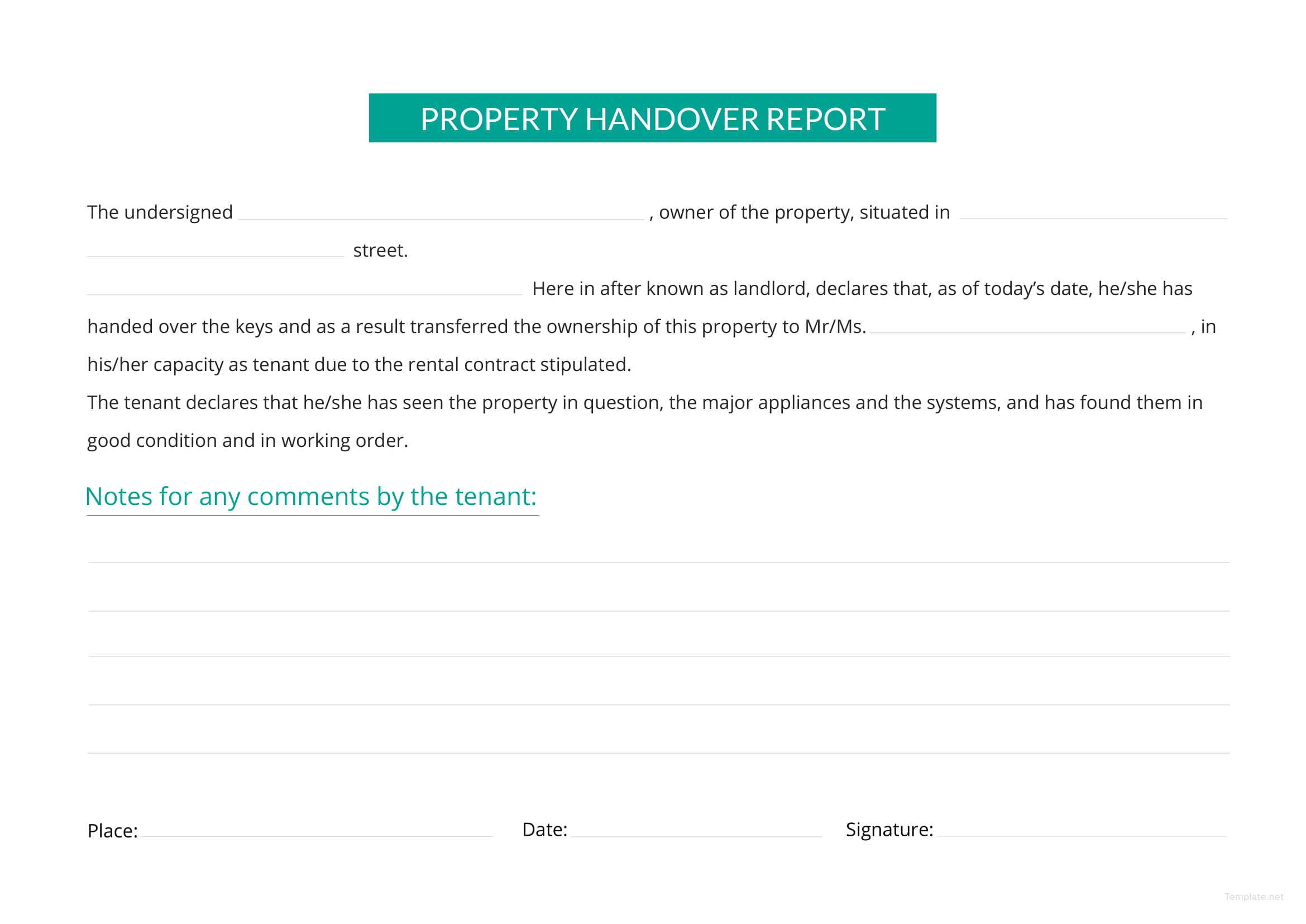 Property Handover Report Template In Microsoft Word 4332