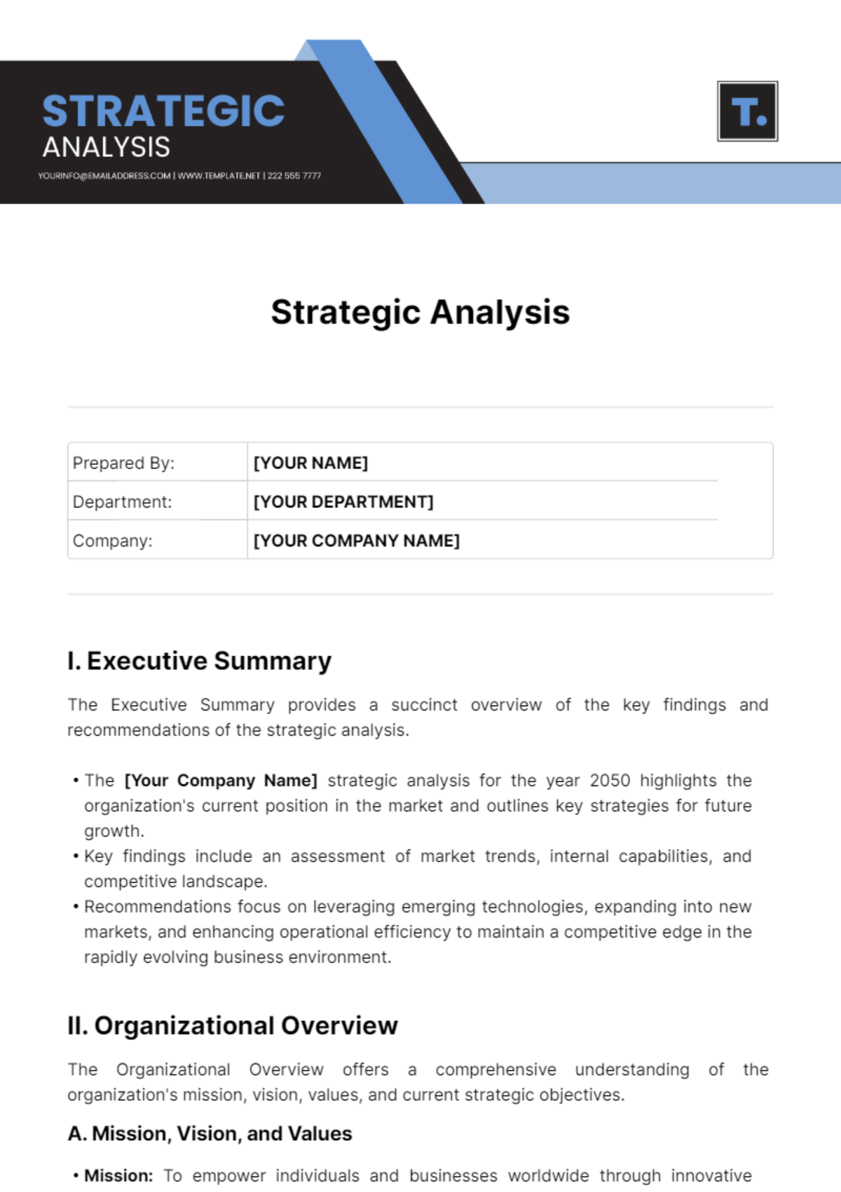 Strategic Analysis Template - Edit Online & Download