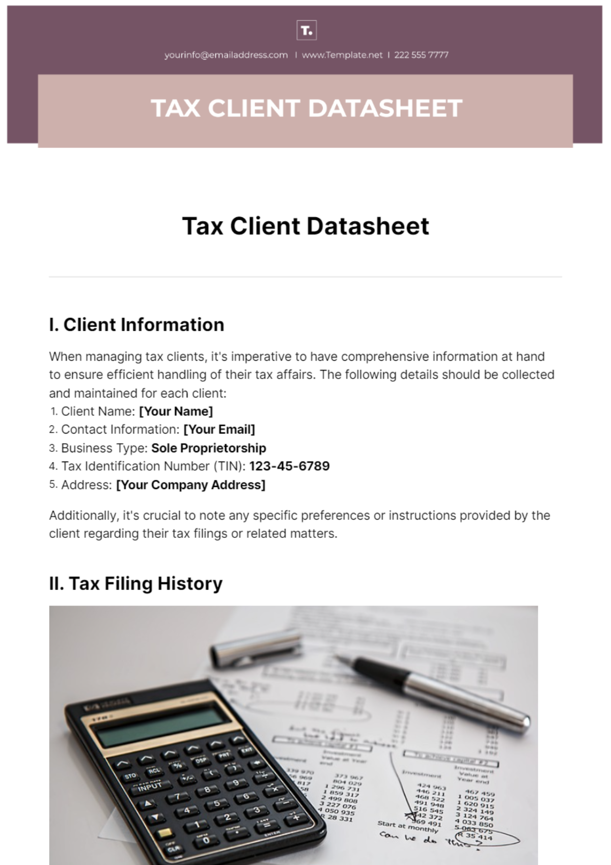 Tax Client Datasheet Template - Edit Online & Download