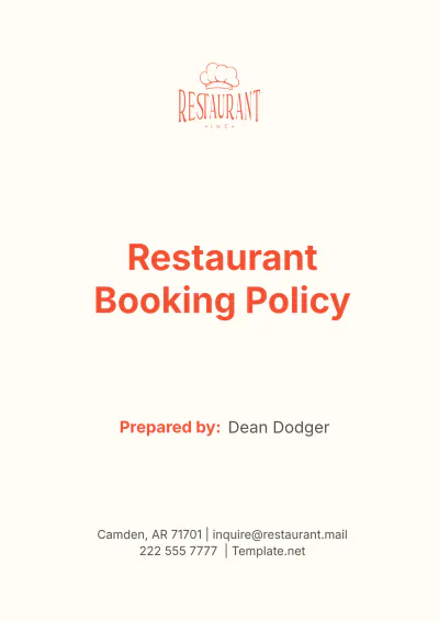 Free Restaurant Booking Policy Template to Edit Online