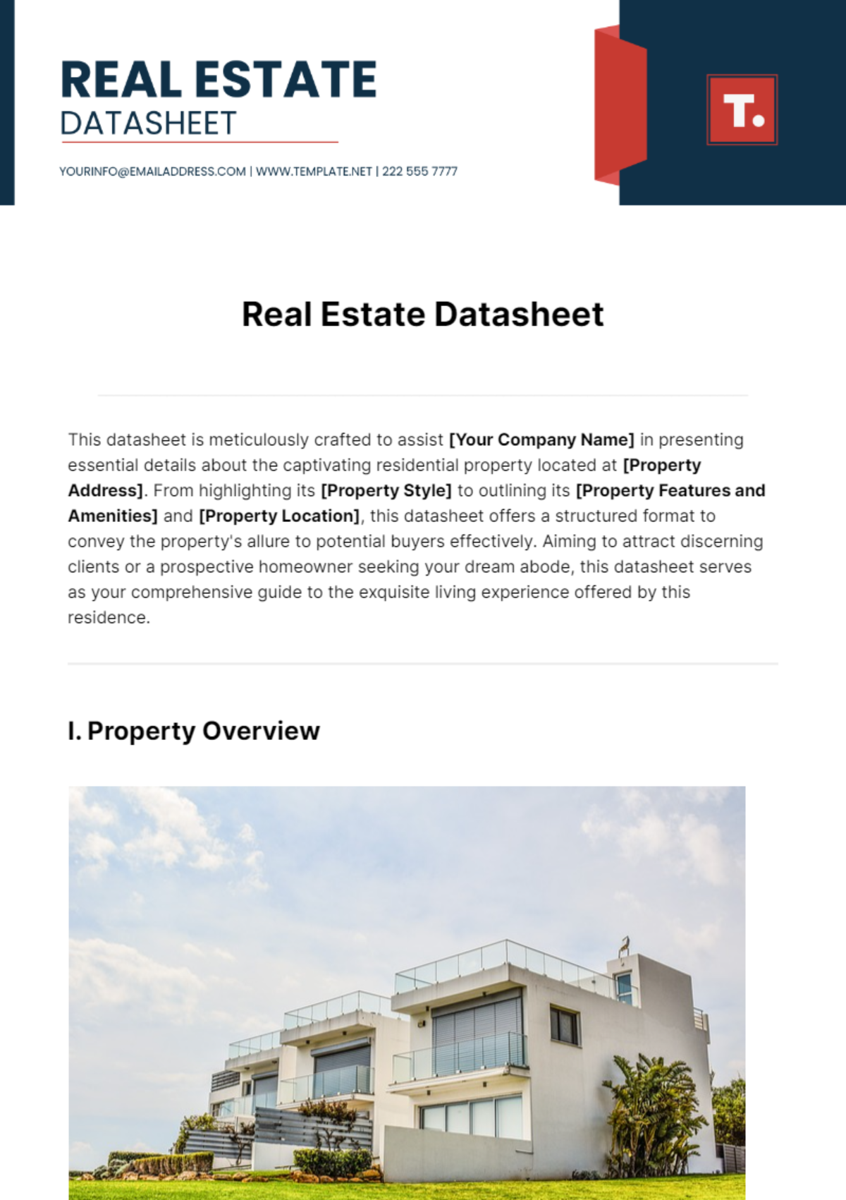 Real Estate Datasheet Template - Edit Online & Download