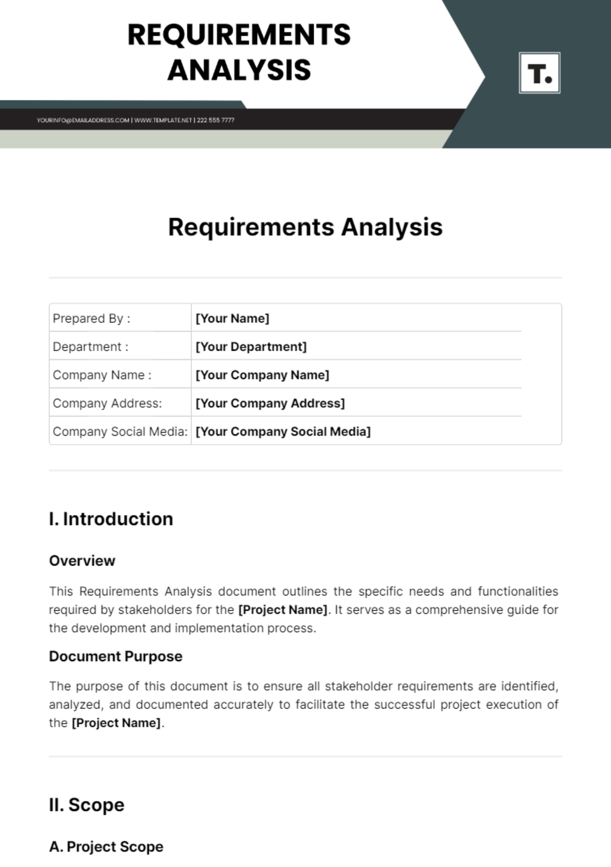 Requirements Analysis Template