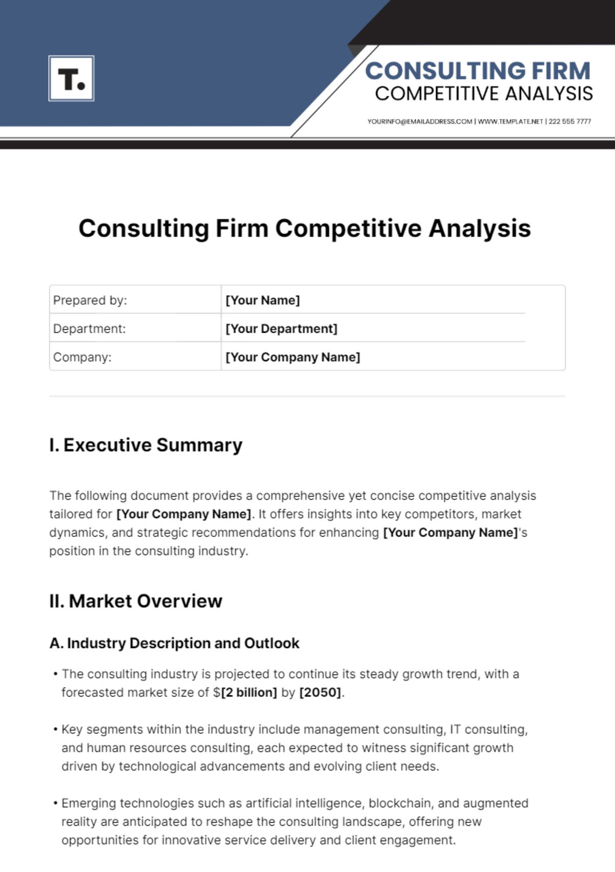 Consulting Firm Competitive Analysis Template - Edit Online & Download