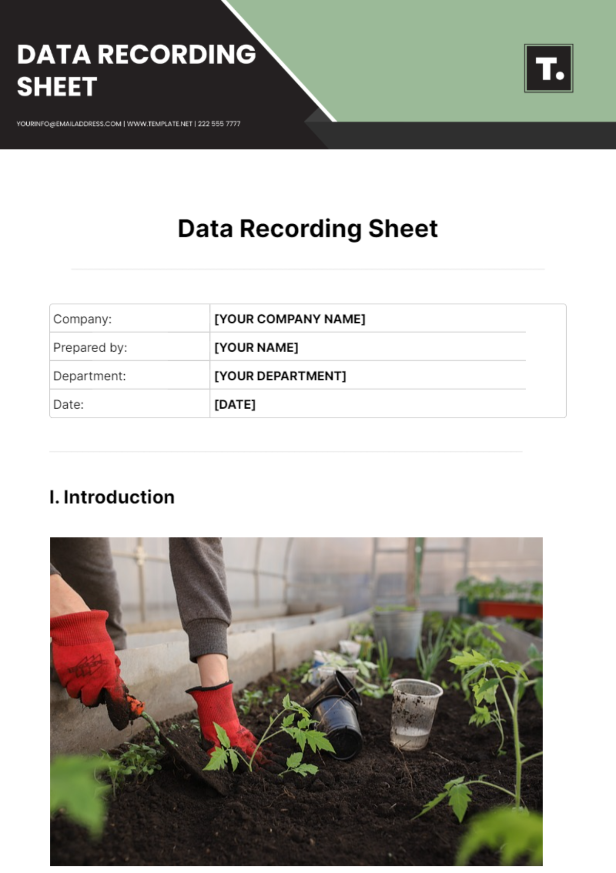 Free Data Recording Sheet Template