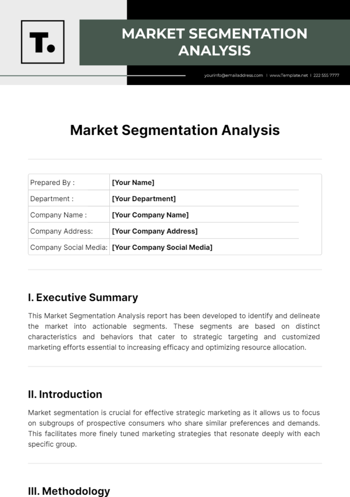 Free Market Segmentation Analysis Template