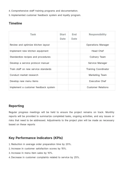 Free Restaurant Statement of Work Template to Edit Online