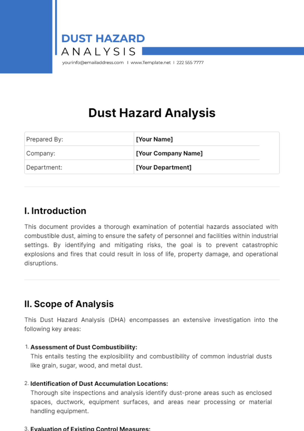 Dust Hazard Analysis Template - Edit Online & Download