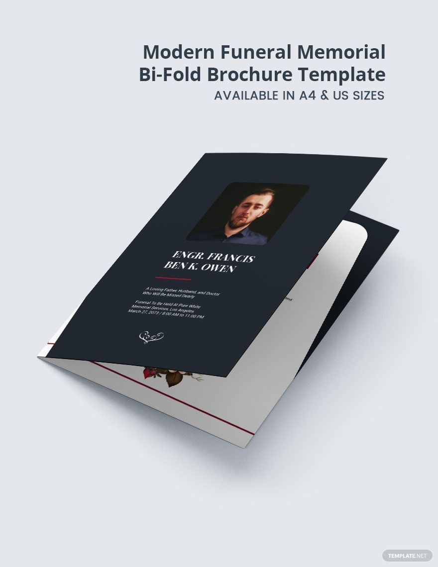 Modern Funeral Memorial Bi-Fold Brochure Template