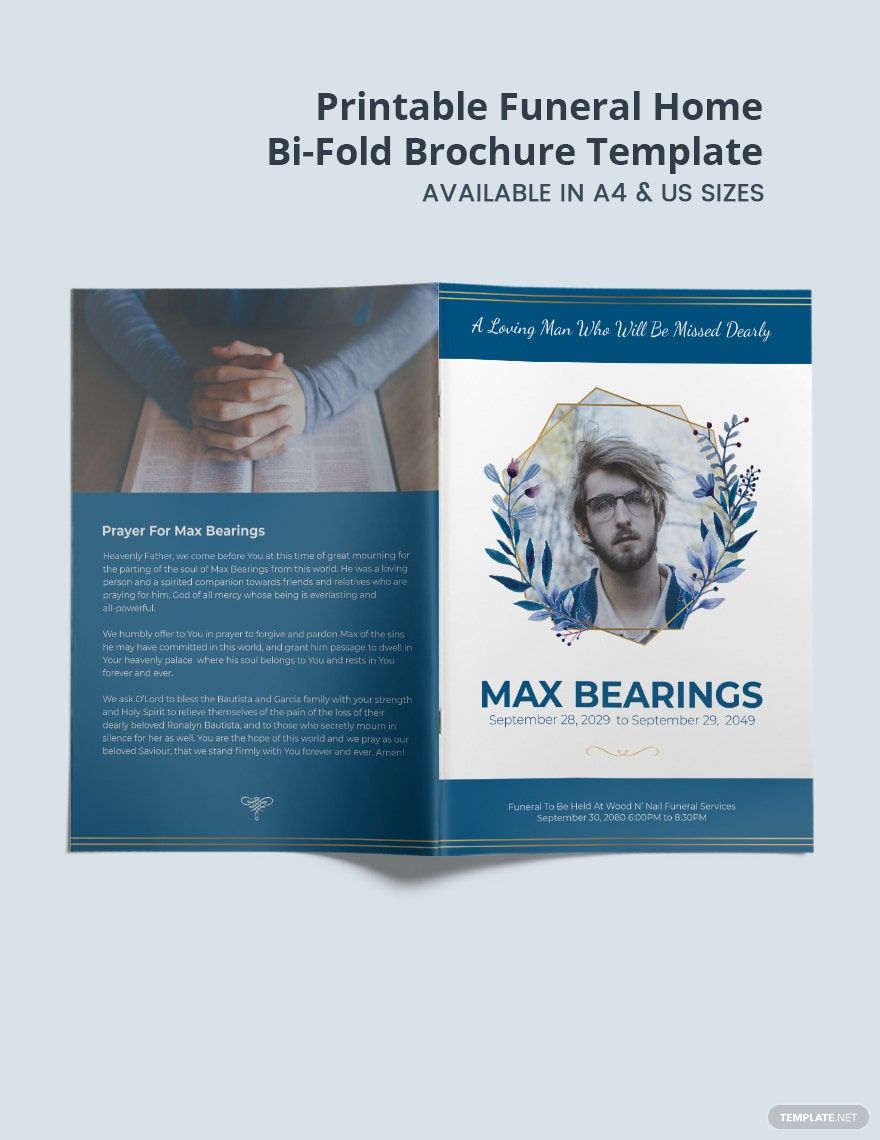Printable Funeral Home Bi-Fold Brochure Template
