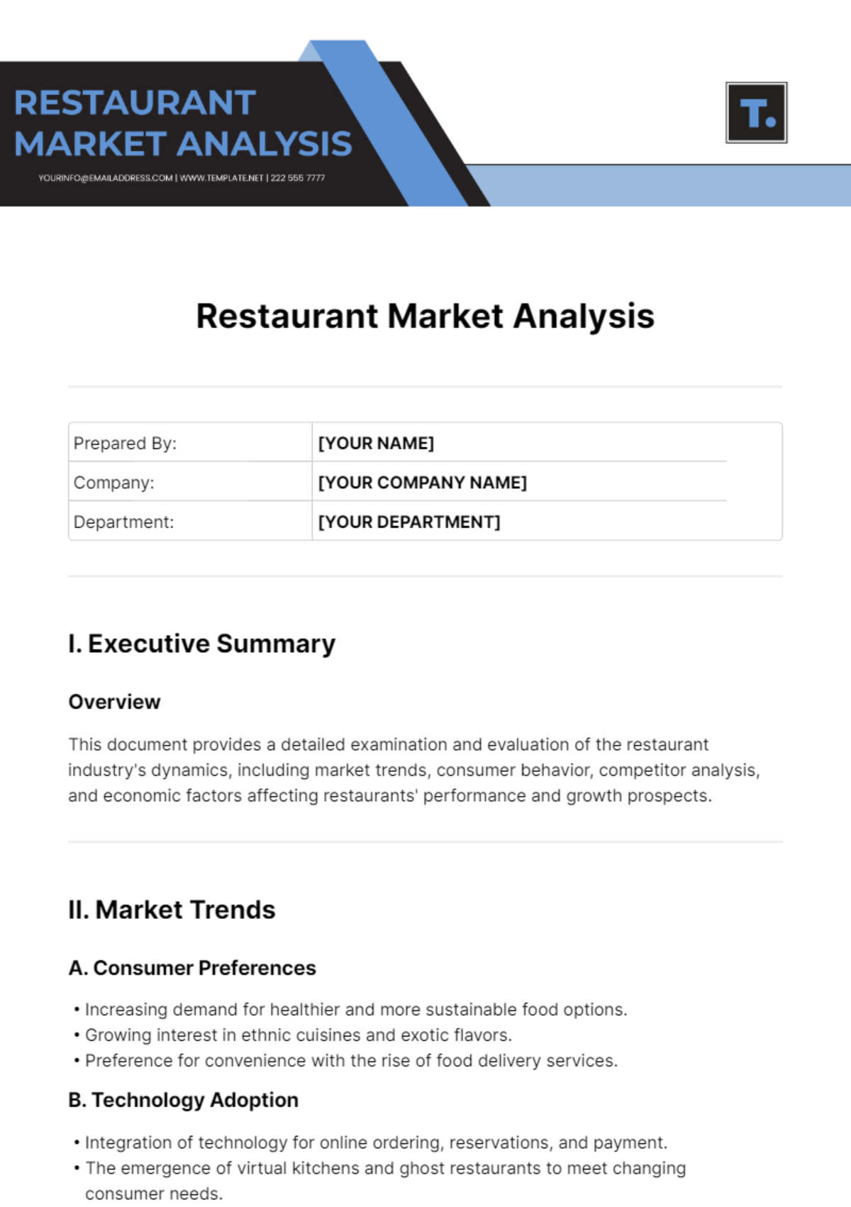 Free Restaurant Market Analysis Template