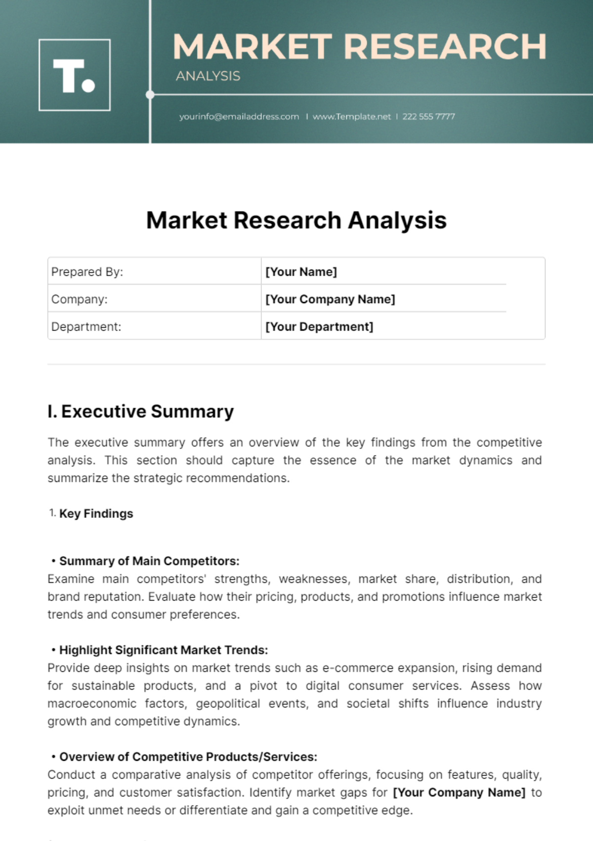 Market Research Analysis Template - Edit Online & Download