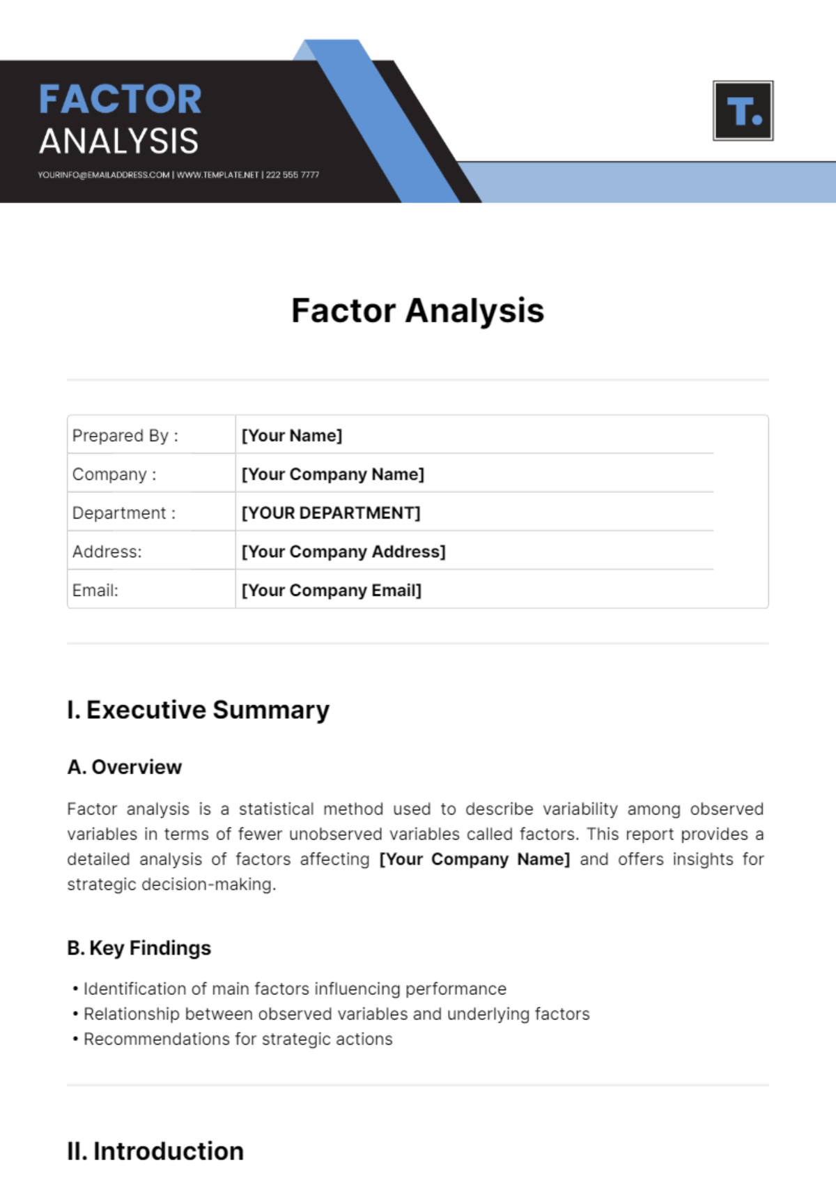Free Factor Analysis Template