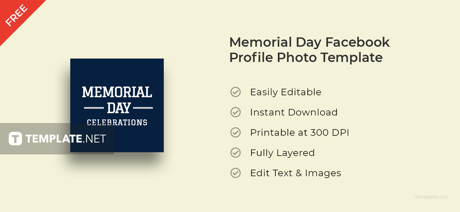Memorial Day Facebook Profile Photo Template in Adobe