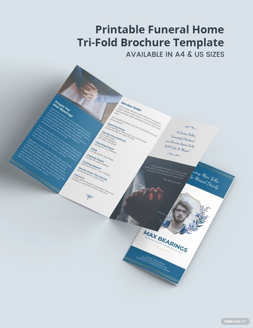 Printable Funeral Home Tri-Fold Brochure Template